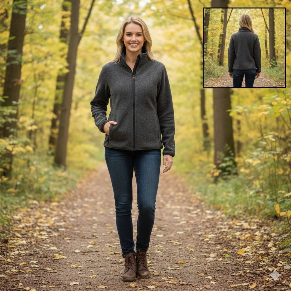 WOOLRICH Full Zip Wool Blend Jacket‎ Charcoal Gray Women's Large Outdoor Size M